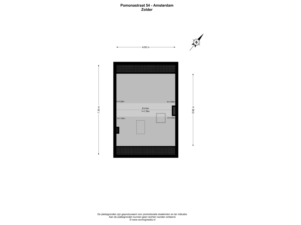Bekijk plattegrond van Zolder van Pomonastraat 54
