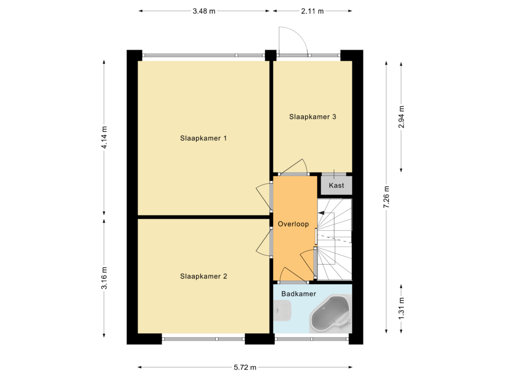 Bekijk plattegrond van Eerste Verdieping van Hoefcamplaan 9