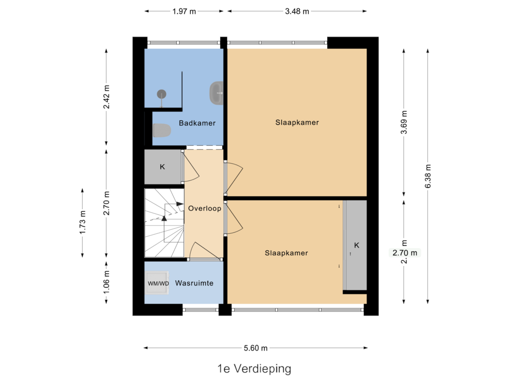 Bekijk plattegrond van 1e Verdieping van Doctor Abraham Kuyperstraat 53