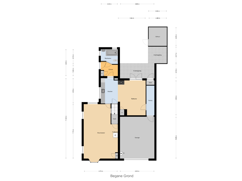 Bekijk plattegrond van Begane Grond van Middelweg 2-A