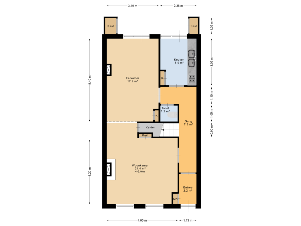 Bekijk plattegrond van Begane grond van Bothastraat 4