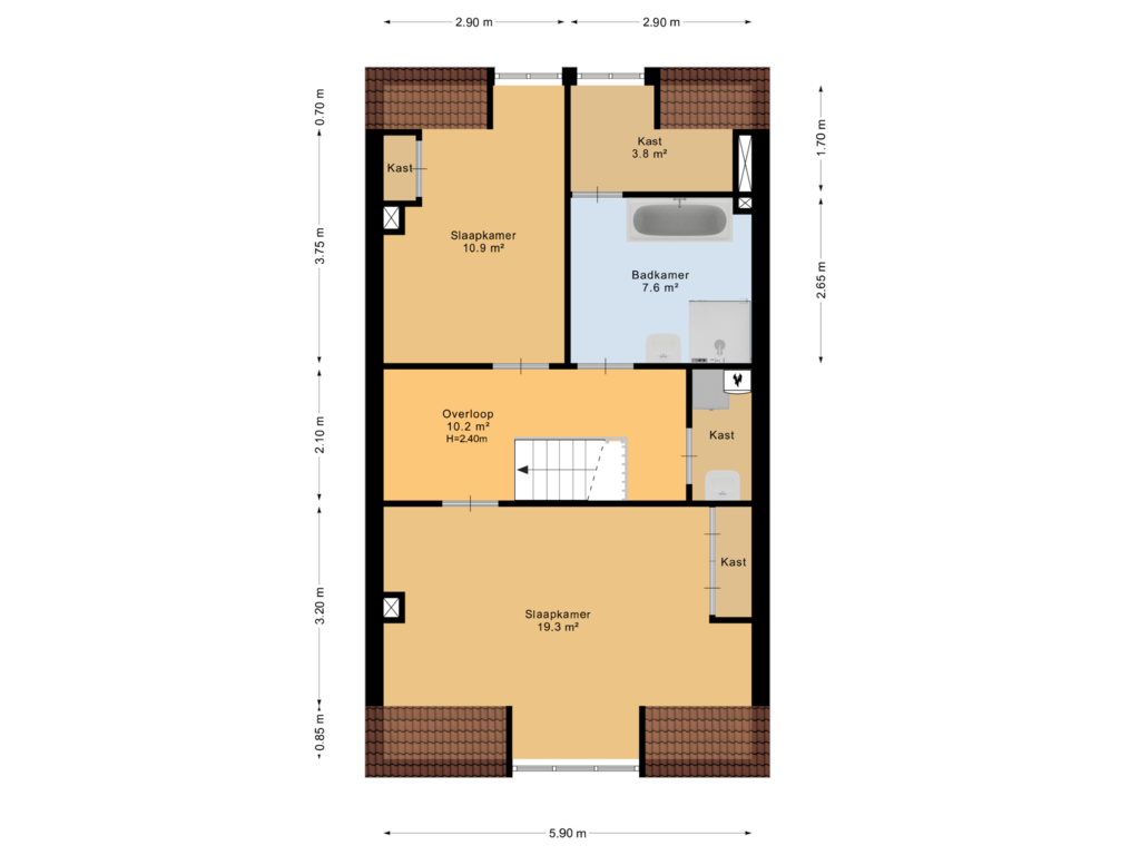 Bekijk plattegrond van 1e verdieping van Bothastraat 4