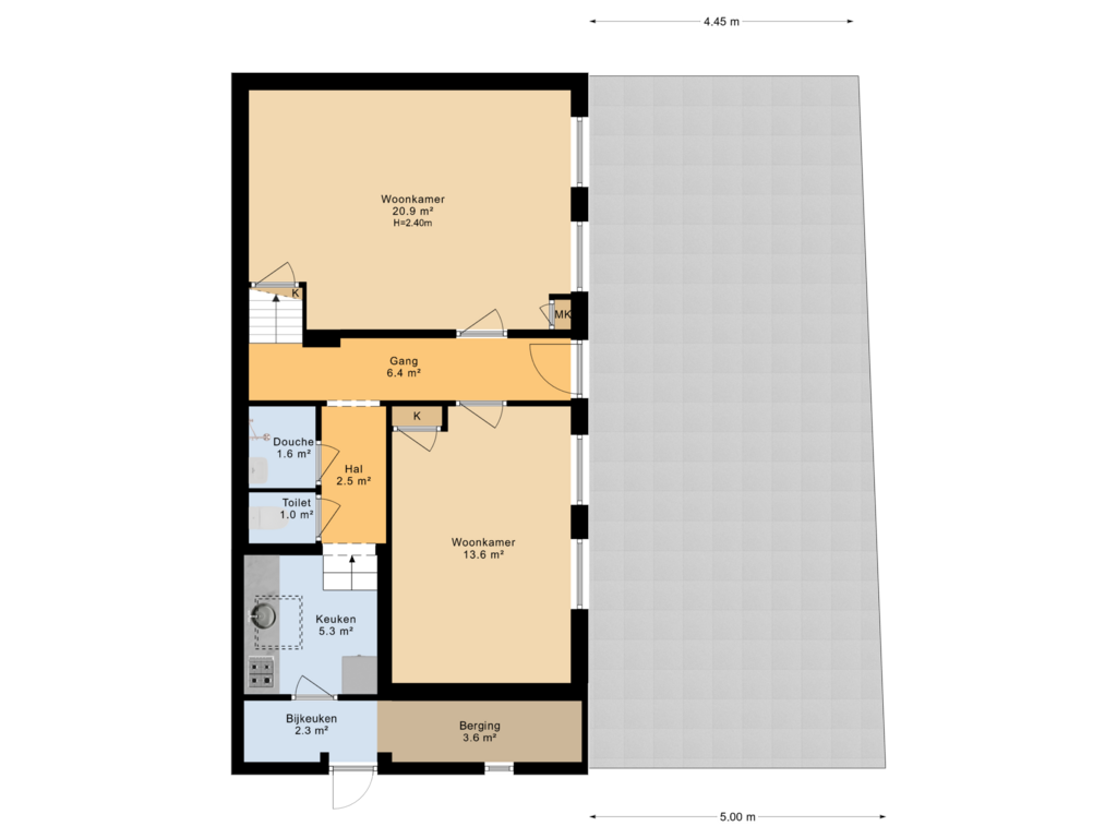 View floorplan of Situatie of Hoekstersingel 55