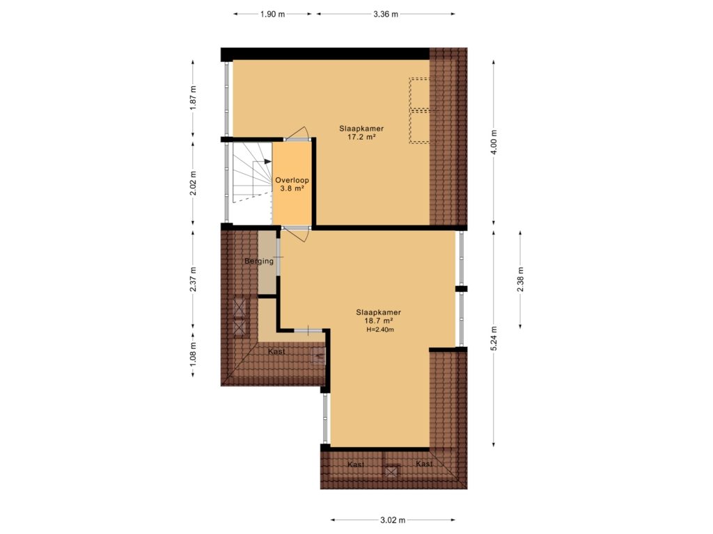 View floorplan of 1e verdieping of Hoekstersingel 55