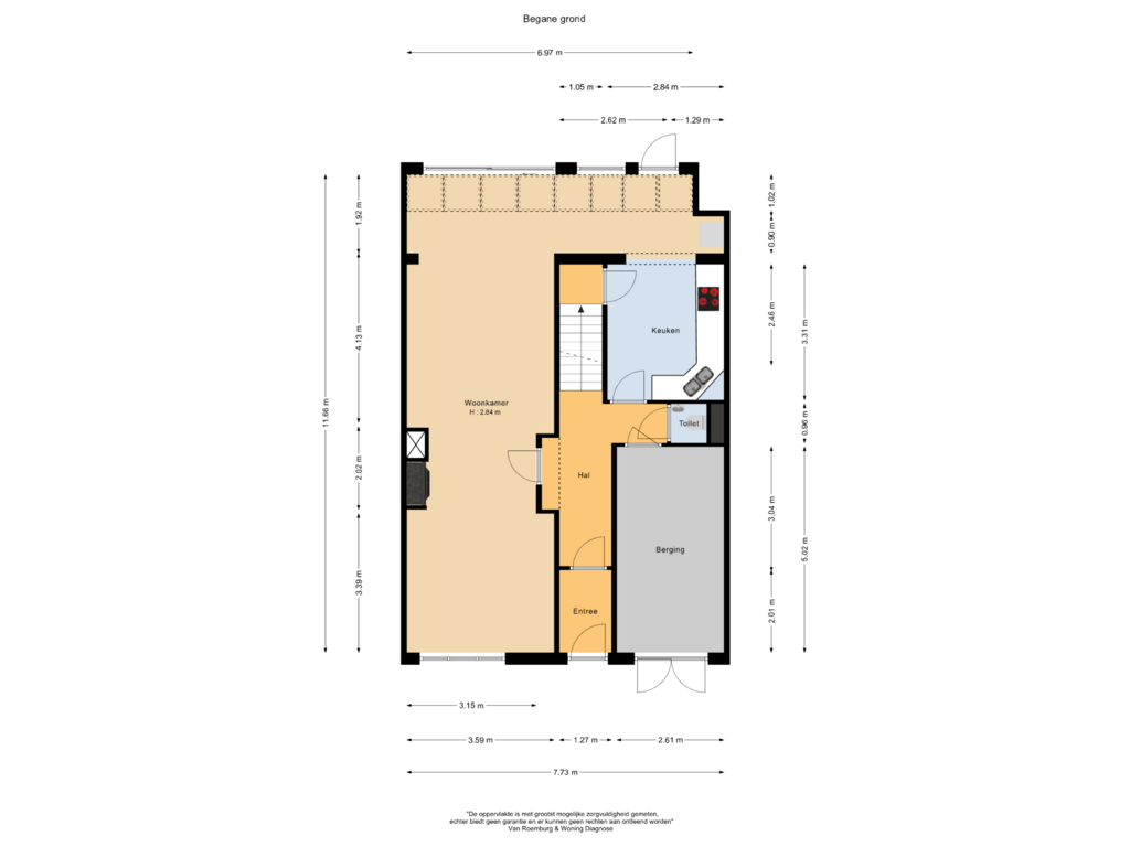 Bekijk plattegrond van Begane grond van Handweg 23