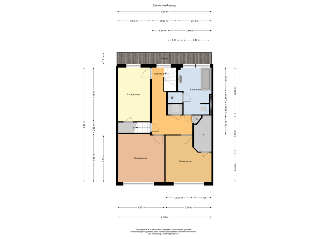 Bekijk plattegrond van Eerste verdieping van Handweg 23