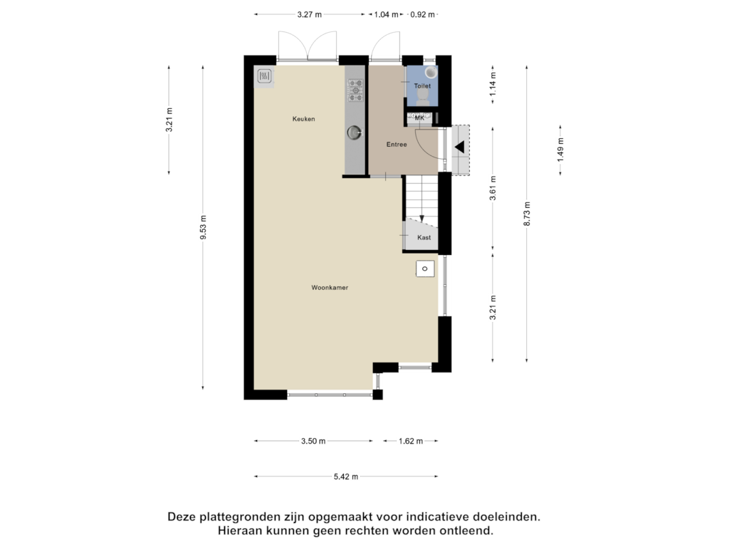 Bekijk plattegrond van Begane grond van Groen van Prinstererstraat 6