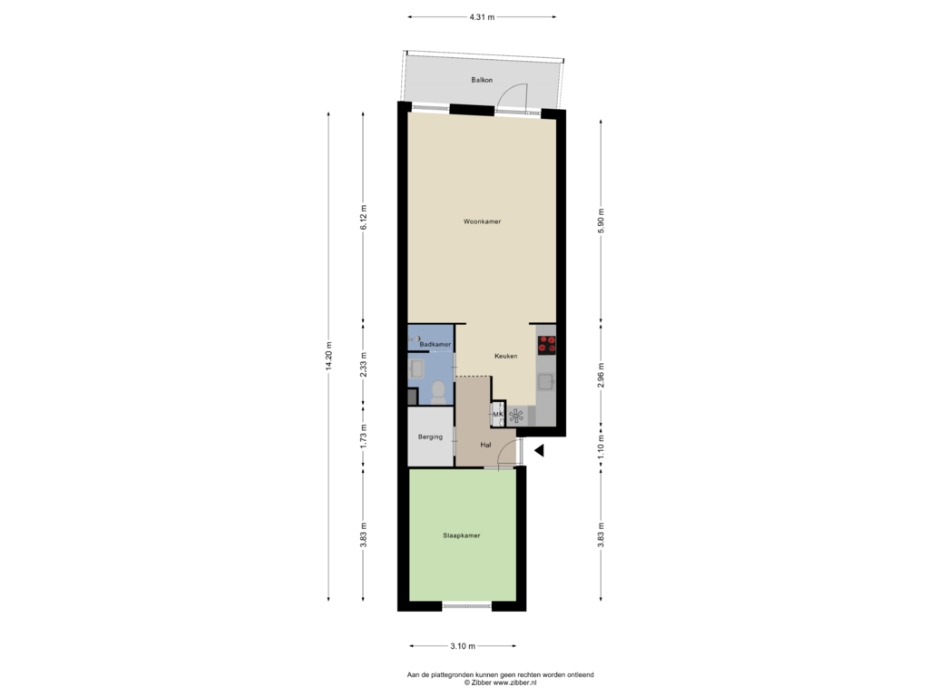 Bekijk plattegrond van Appartement van Marktstraat 2-I