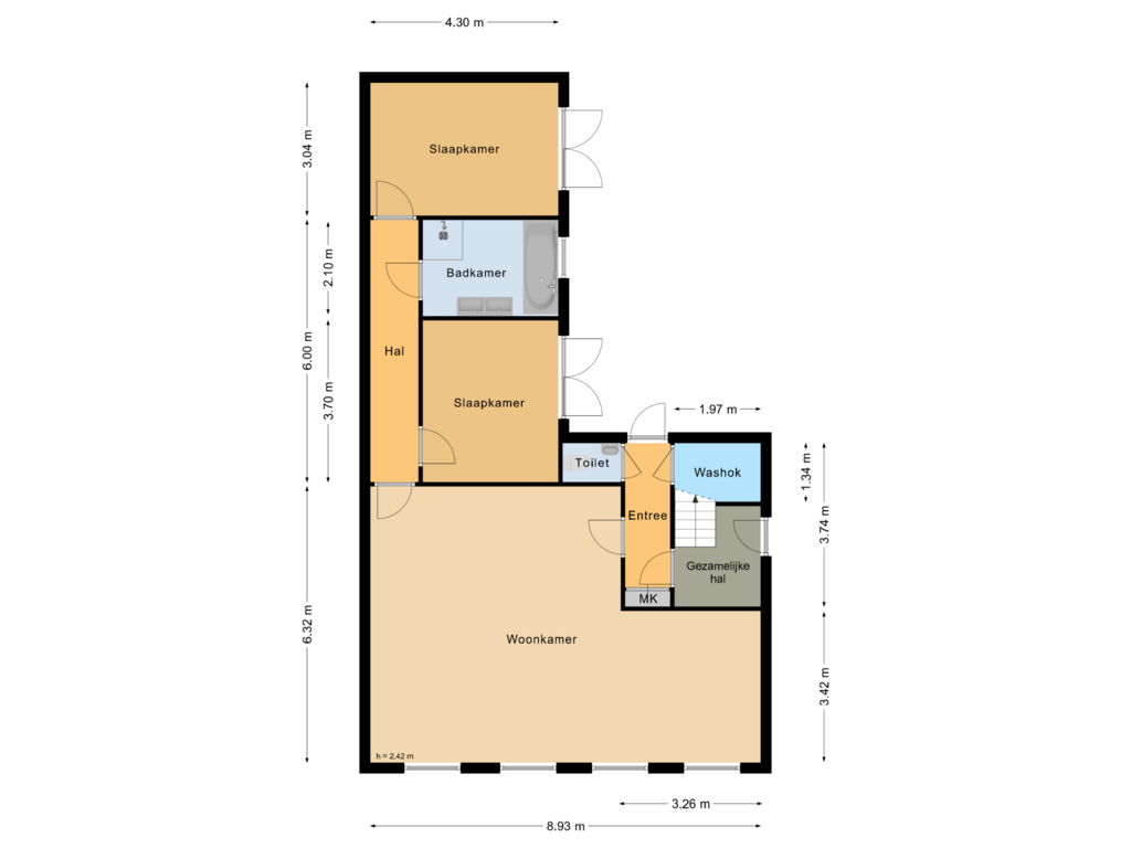 Bekijk plattegrond van Begane grond van Brugstraat 23