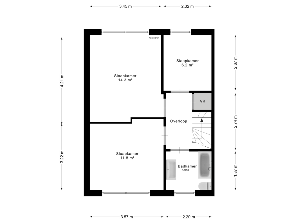 Bekijk plattegrond van 1e Verdieping van De Schans 52