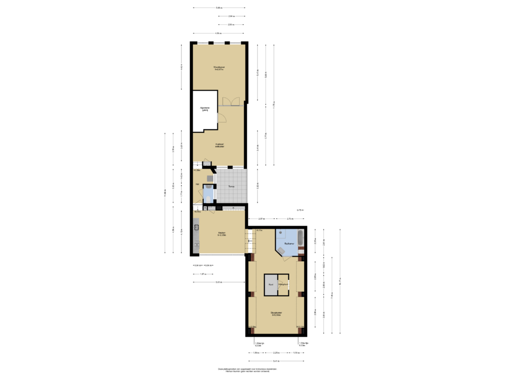 View floorplan of Verdieping 1 (totaal) of Looiersgracht 10-1