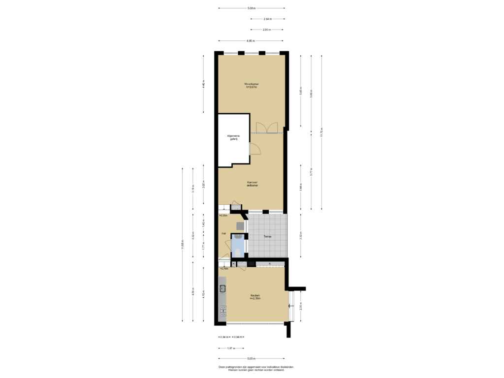 View floorplan of Verdieping 1 (voor) of Looiersgracht 10-1