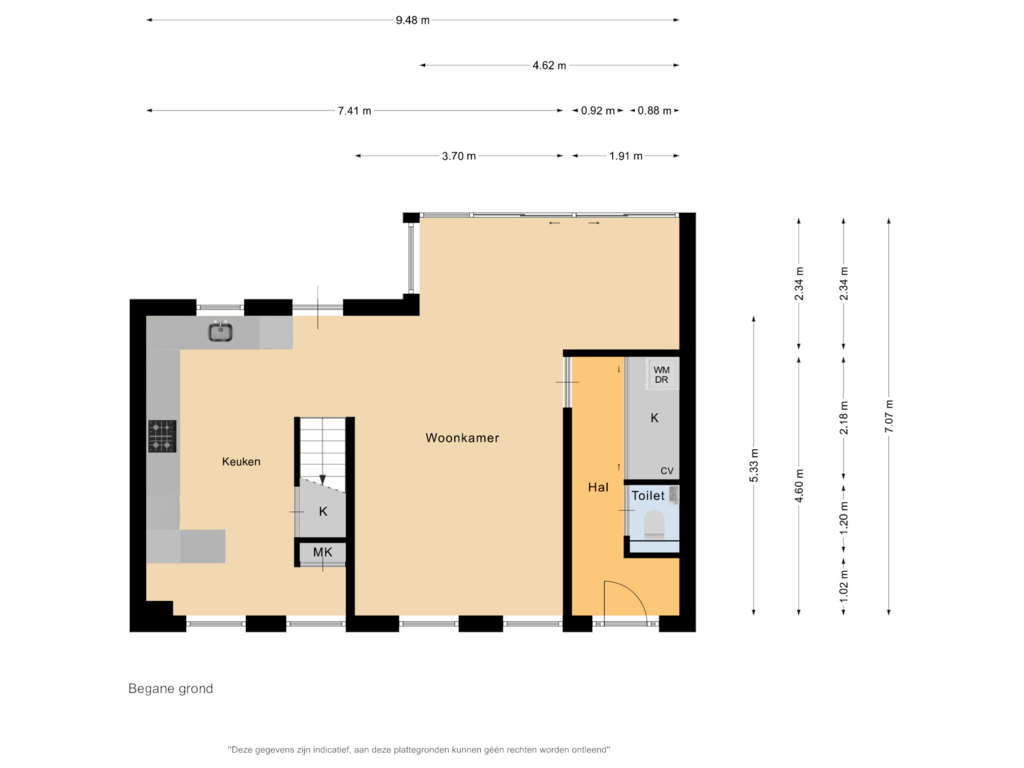 Bekijk plattegrond van Begane grond van Machinistenstraat 7