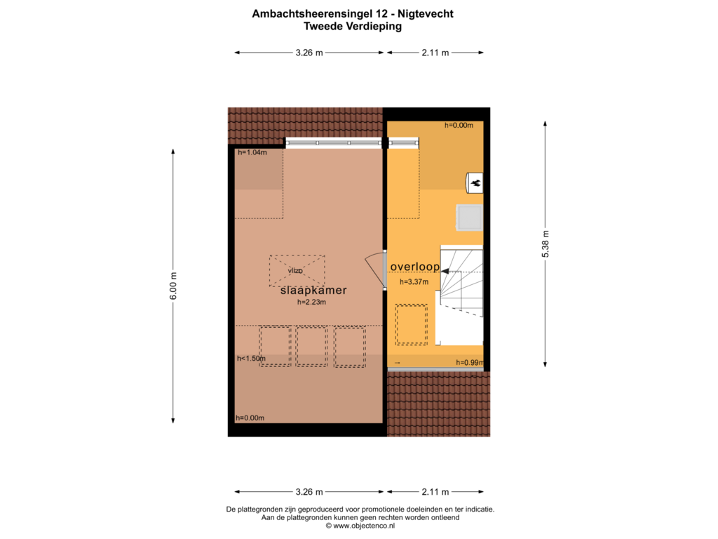 View floorplan of Tweede Verdieping of Ambachtsheerensingel 12