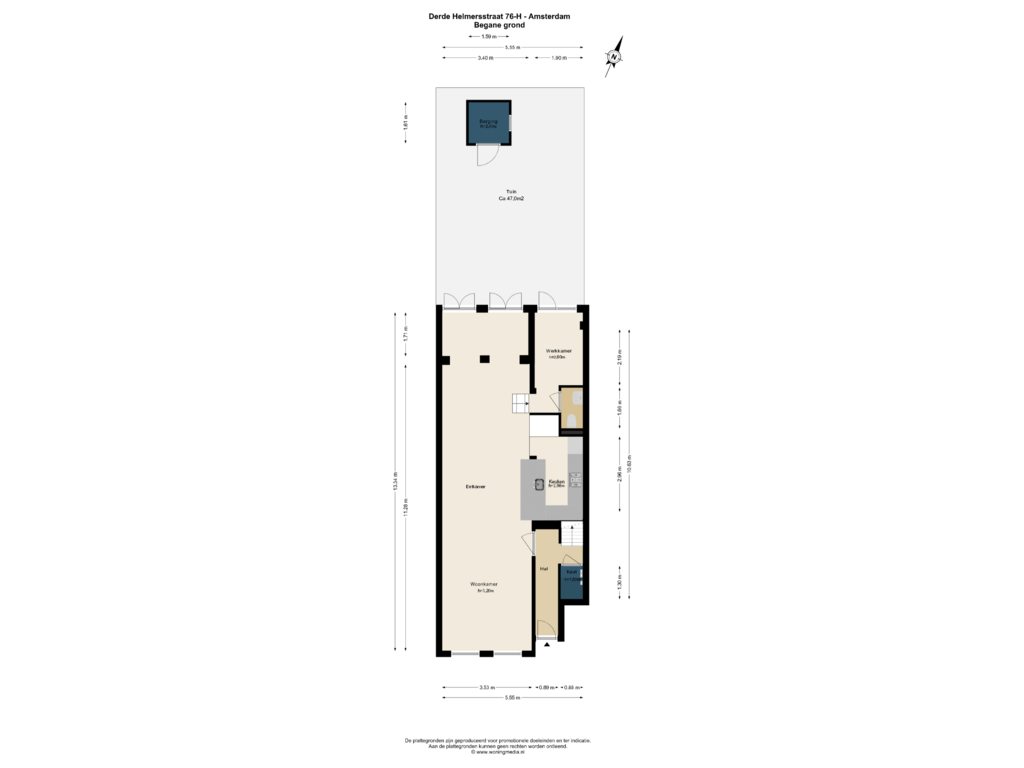 View floorplan of Begane_grond of Derde Helmersstraat 76-H