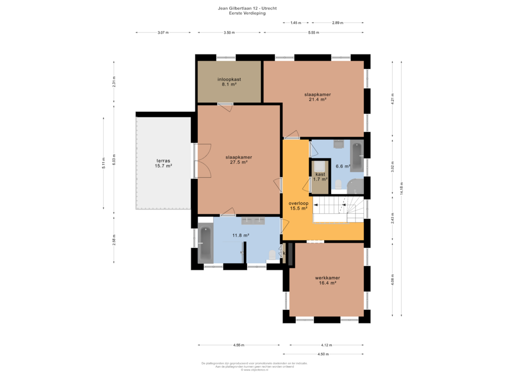 Bekijk plattegrond van EERSTE VERDIEPING van Jean Gilbertlaan 12