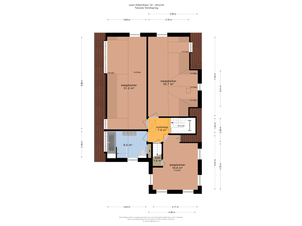 Bekijk plattegrond van TWEEDE VERDIEPING van Jean Gilbertlaan 12