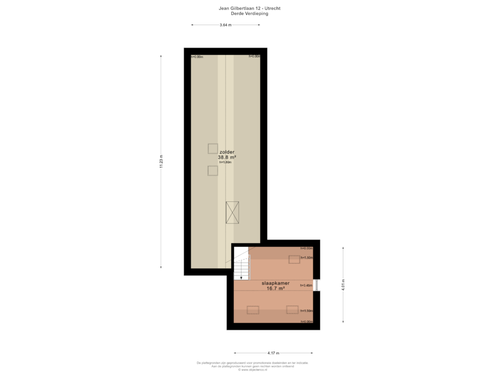 Bekijk plattegrond van DERDE VERDIEPING van Jean Gilbertlaan 12