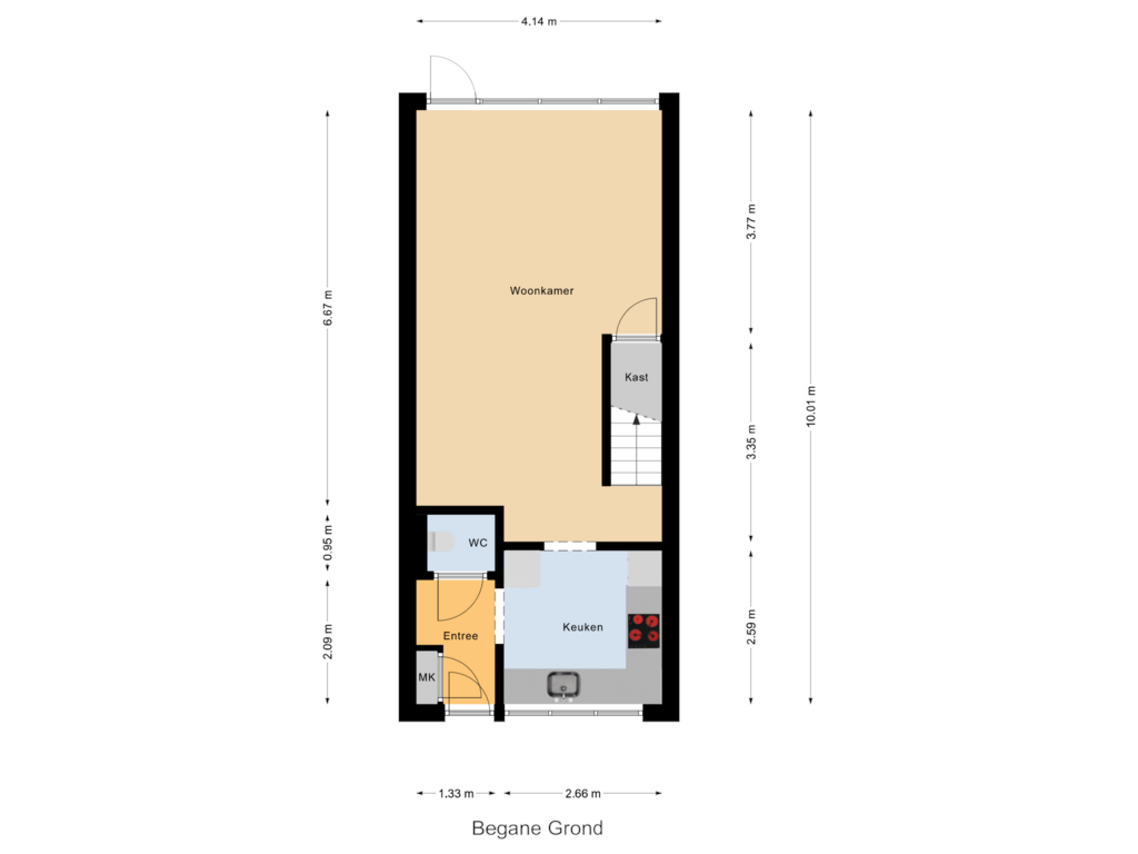 Bekijk plattegrond van Begane Grond van Brink 16