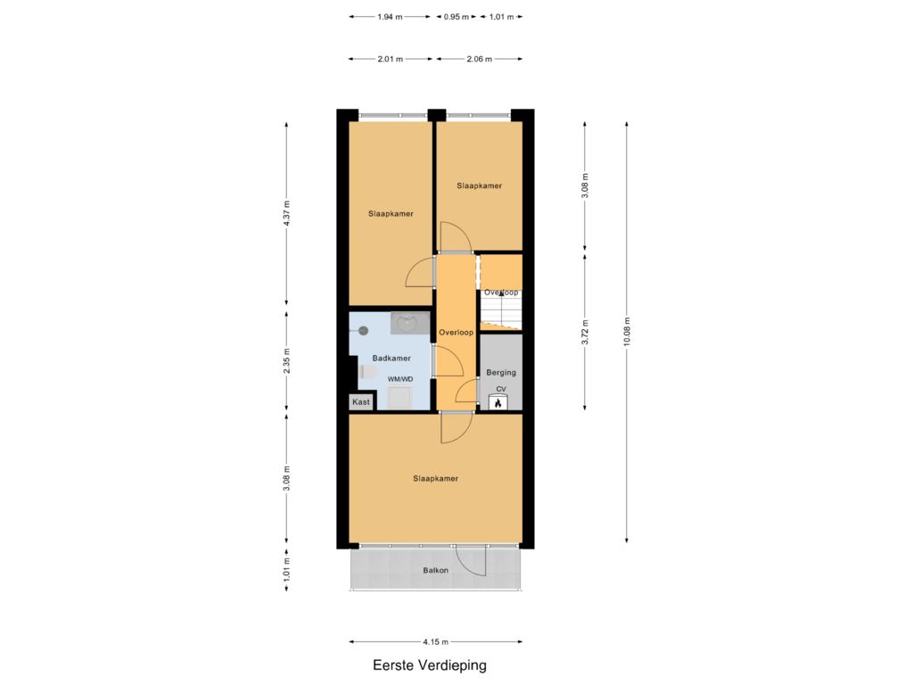 Bekijk plattegrond van Eerste Verdieping van Brink 16