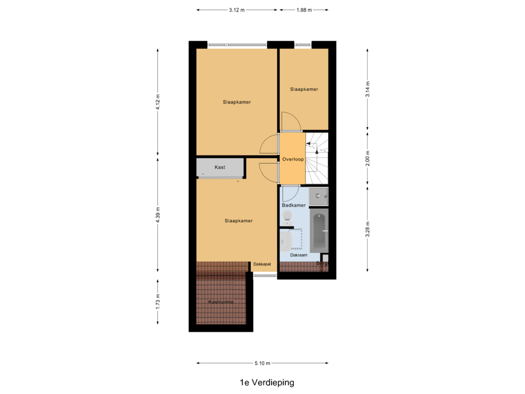 Bekijk plattegrond van 1e Verdieping van Burchtstraat 20