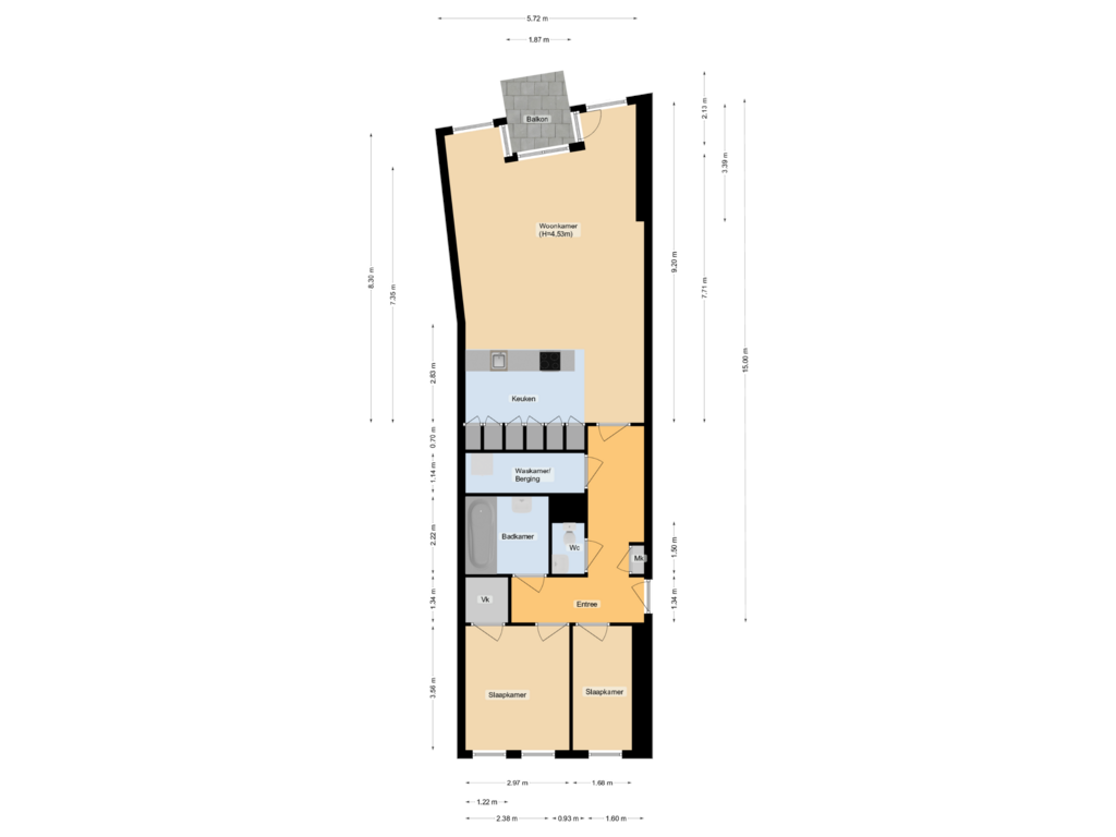 View floorplan of First floor of Rijnstraat 105-D