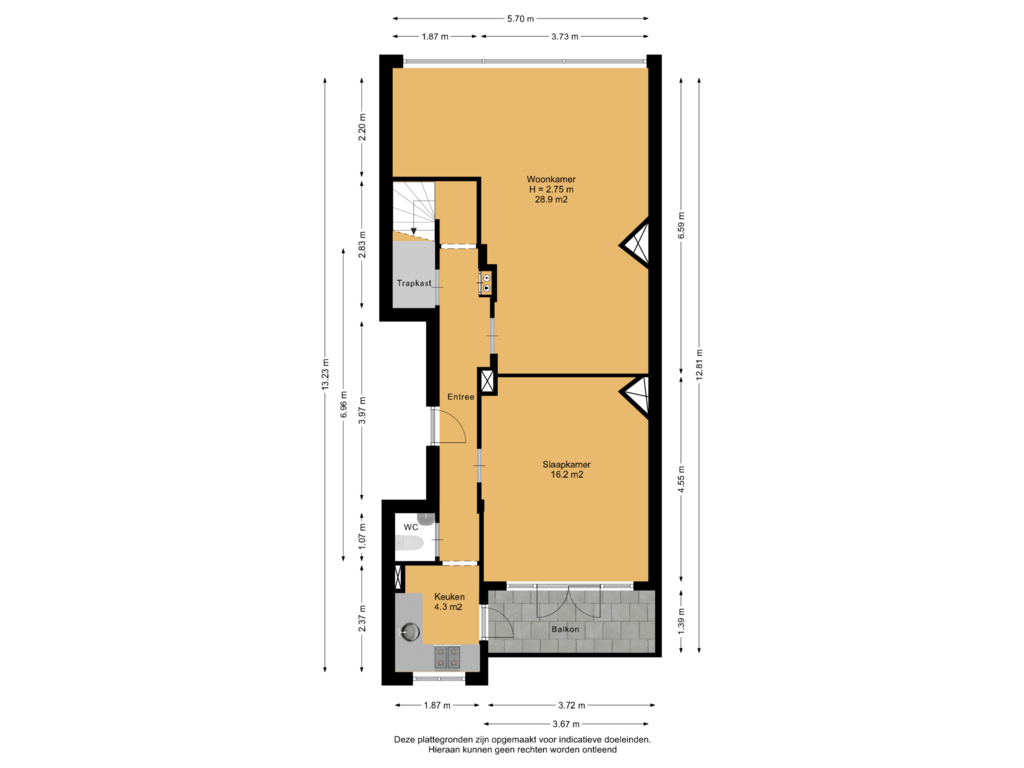 View floorplan of 1e Verdieping of Dordtselaan 79-A02