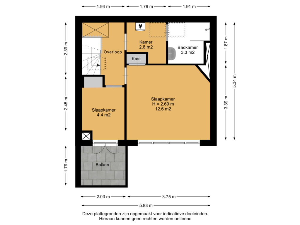 View floorplan of 3e Verdieping of Dordtselaan 79-A02