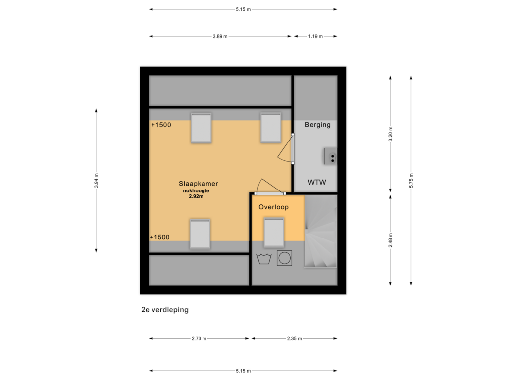 Bekijk plattegrond van 2e verdieping van Rosendaal 89