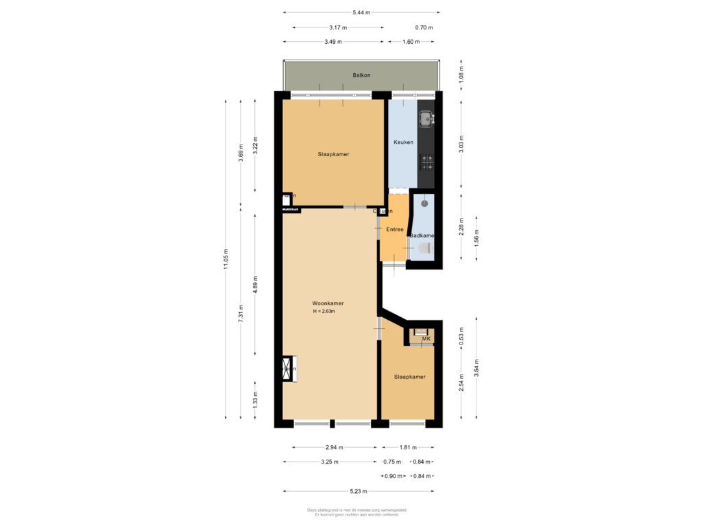 Bekijk plattegrond van Appartement van Schilperoortstraat 70-B01