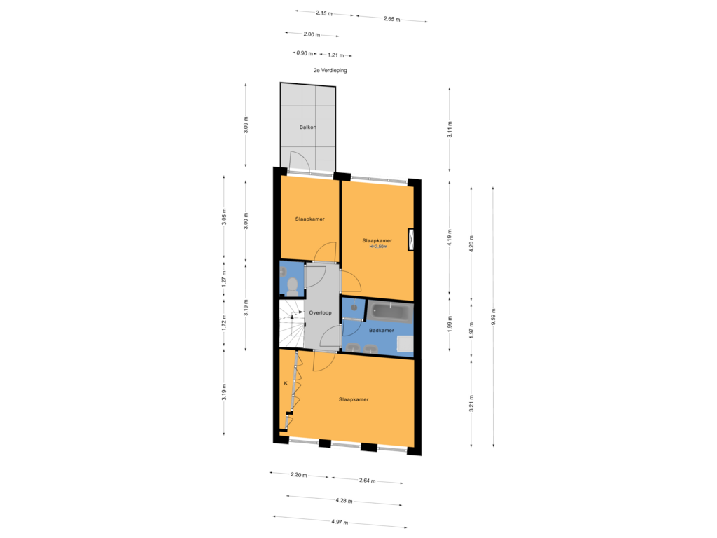 Bekijk plattegrond van 2e Verdieping van Koningsplein 57