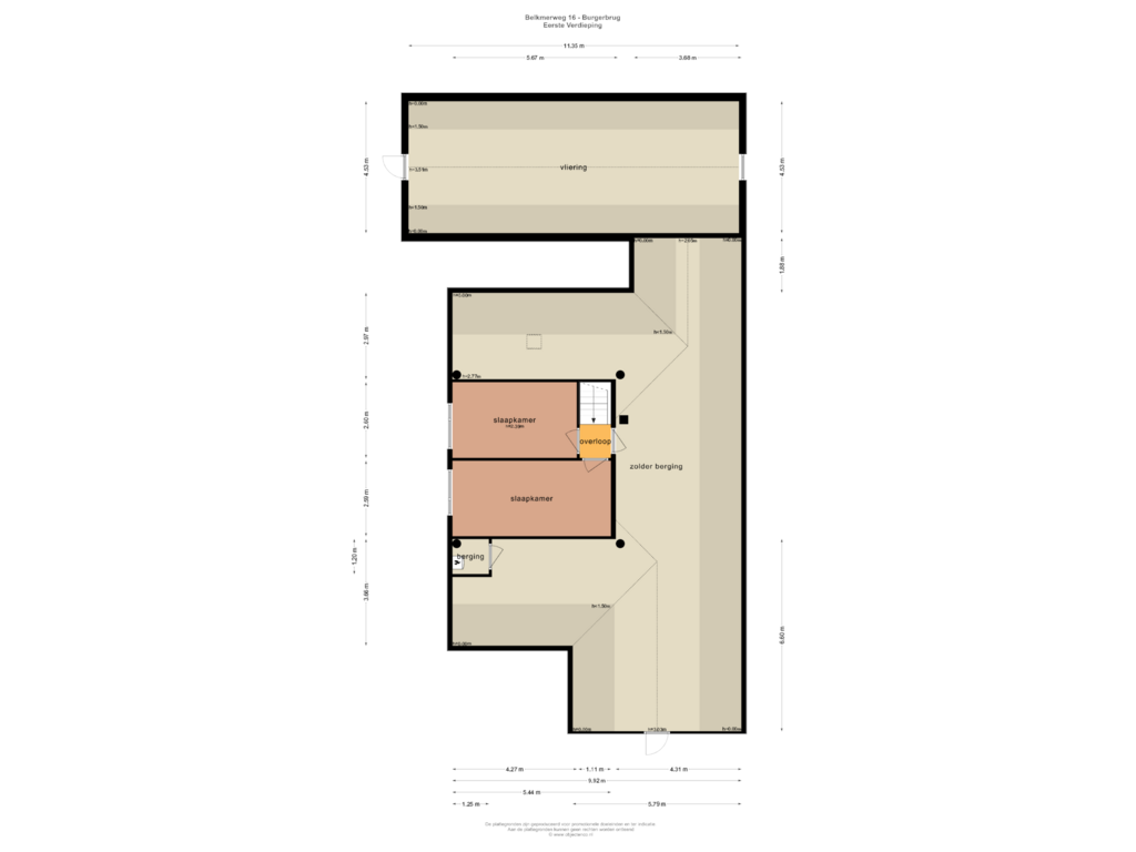 Bekijk plattegrond van EERSTE VERDIEPING van Belkmerweg 16