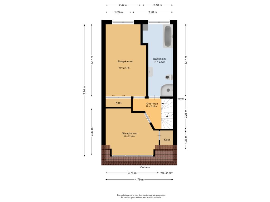 View floorplan of Eerste verdieping of Zoutmanstraat 43