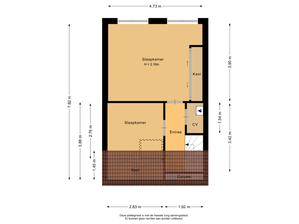 View floorplan of Tweede verdieping of Zoutmanstraat 43