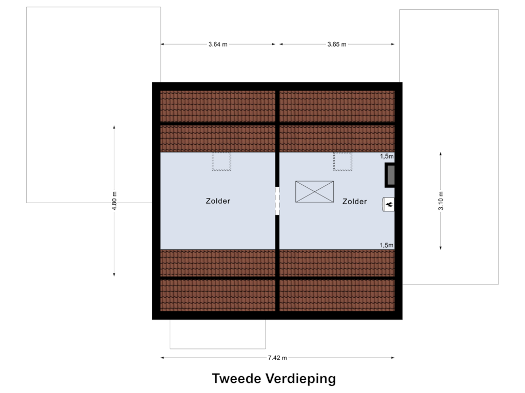 View floorplan of Tweede Verdieping of Jules Breukersstraat 24