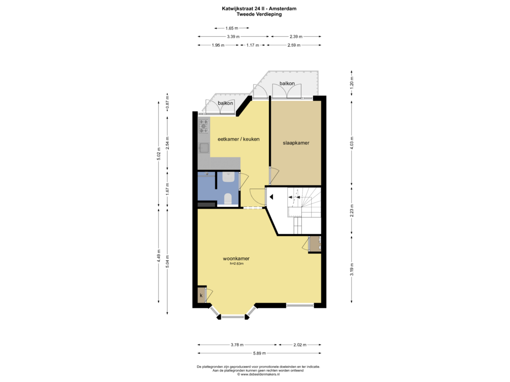 Bekijk plattegrond van TWEEDE VERDIEPING van Katwijkstraat 24-2