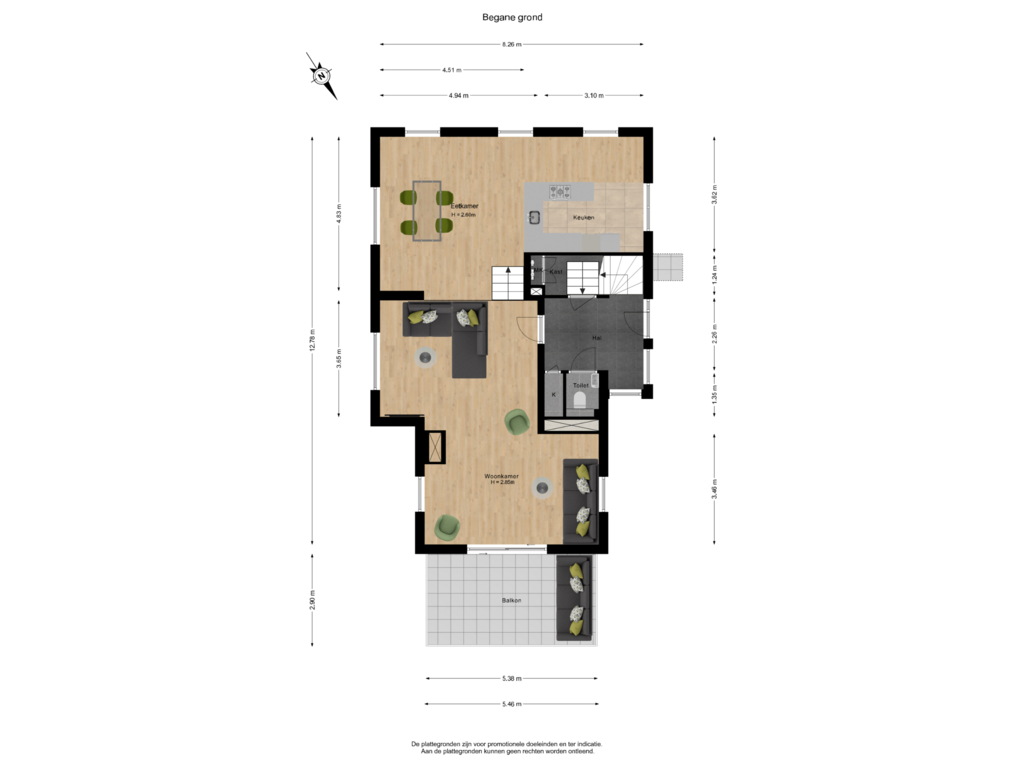 View floorplan of Begane grond of Herwensedijk 15