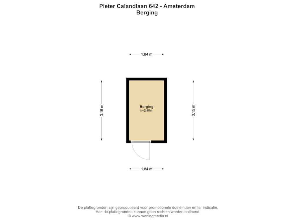 Bekijk plattegrond van Berging van Pieter Calandlaan 642