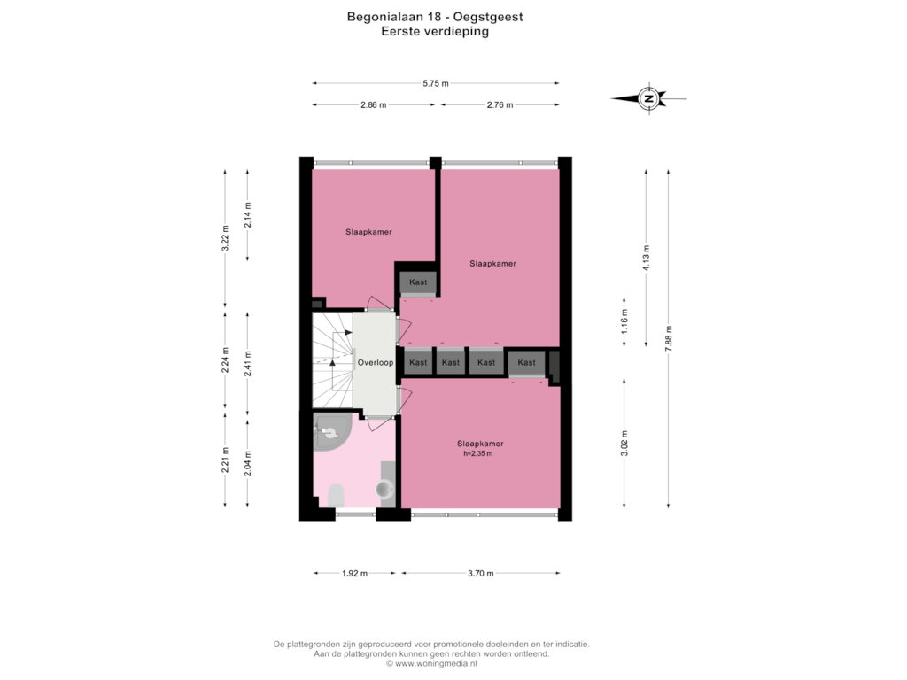 Bekijk plattegrond van Eerste verdieping van Begonialaan 18