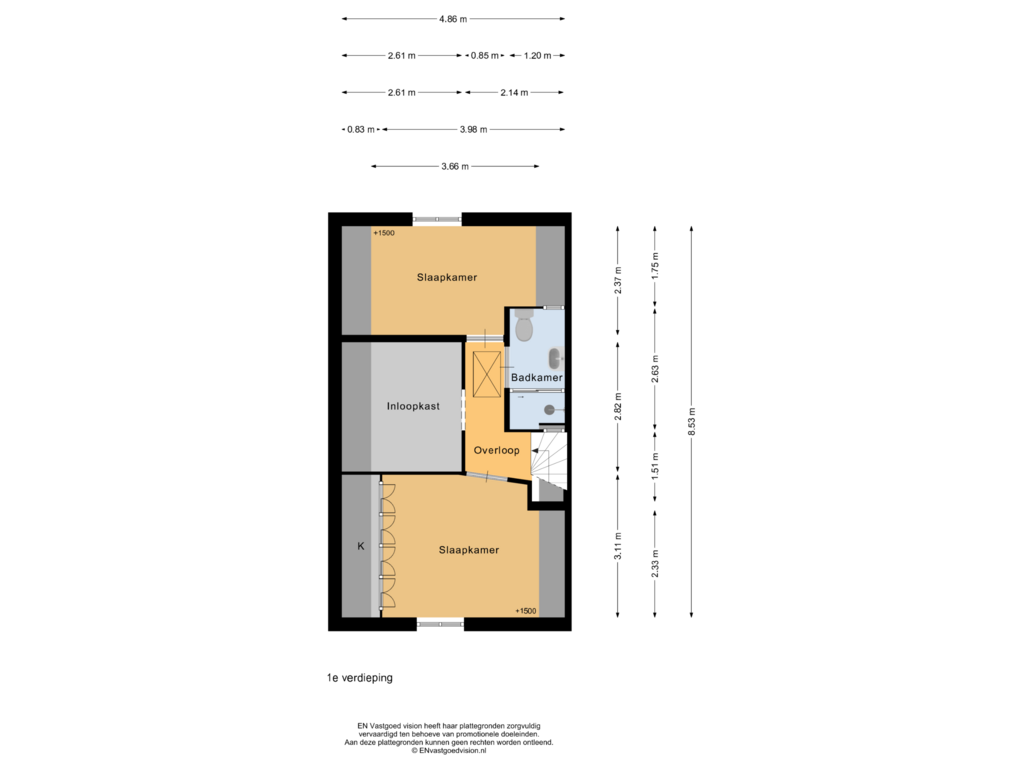 Bekijk plattegrond van 1e verdieping van Oostzijde 262-C