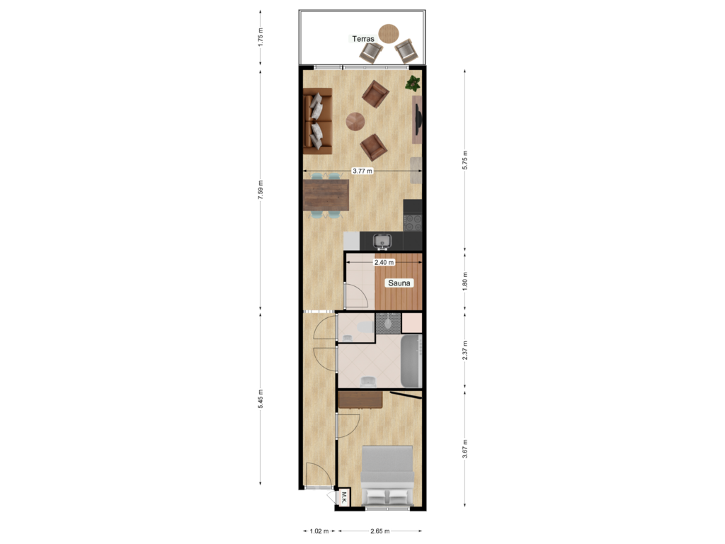 View floorplan of Begane grond of Badweg 136