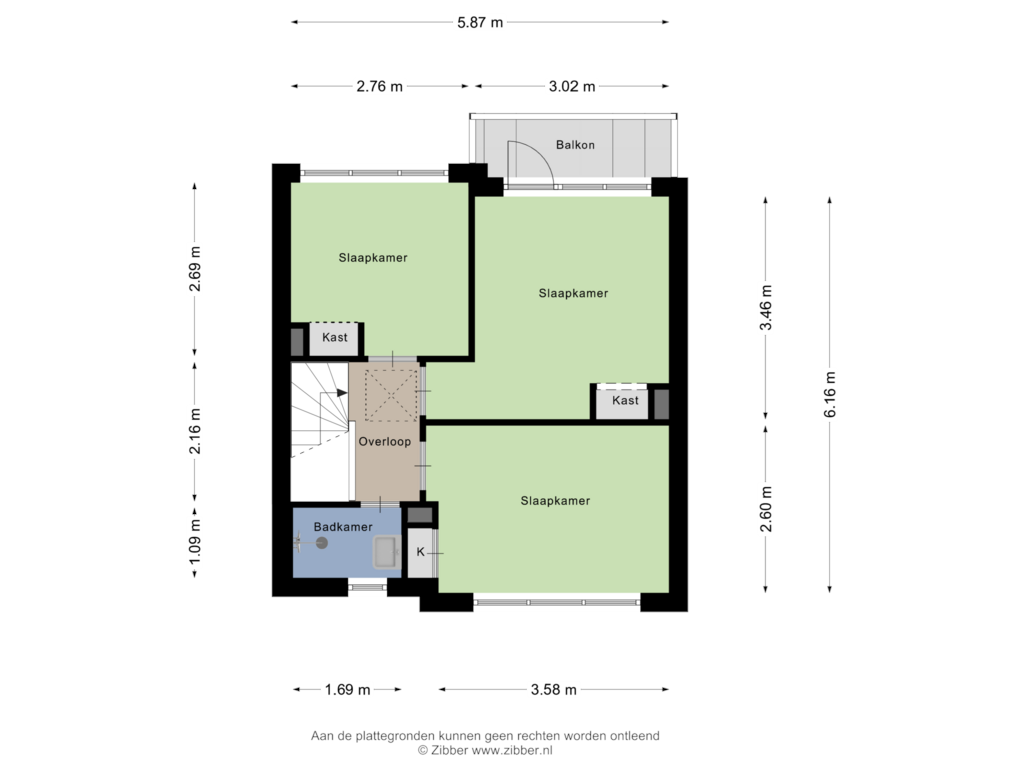 View floorplan of Eerste Verdieping of Buizerdstraat 22