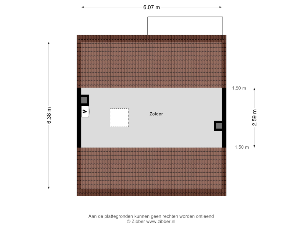 View floorplan of Zolder of Buizerdstraat 22