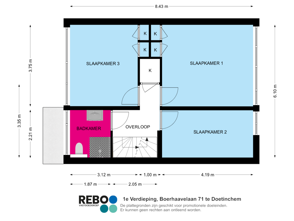 Bekijk plattegrond van 1e Verdieping van Boerhaavelaan 71