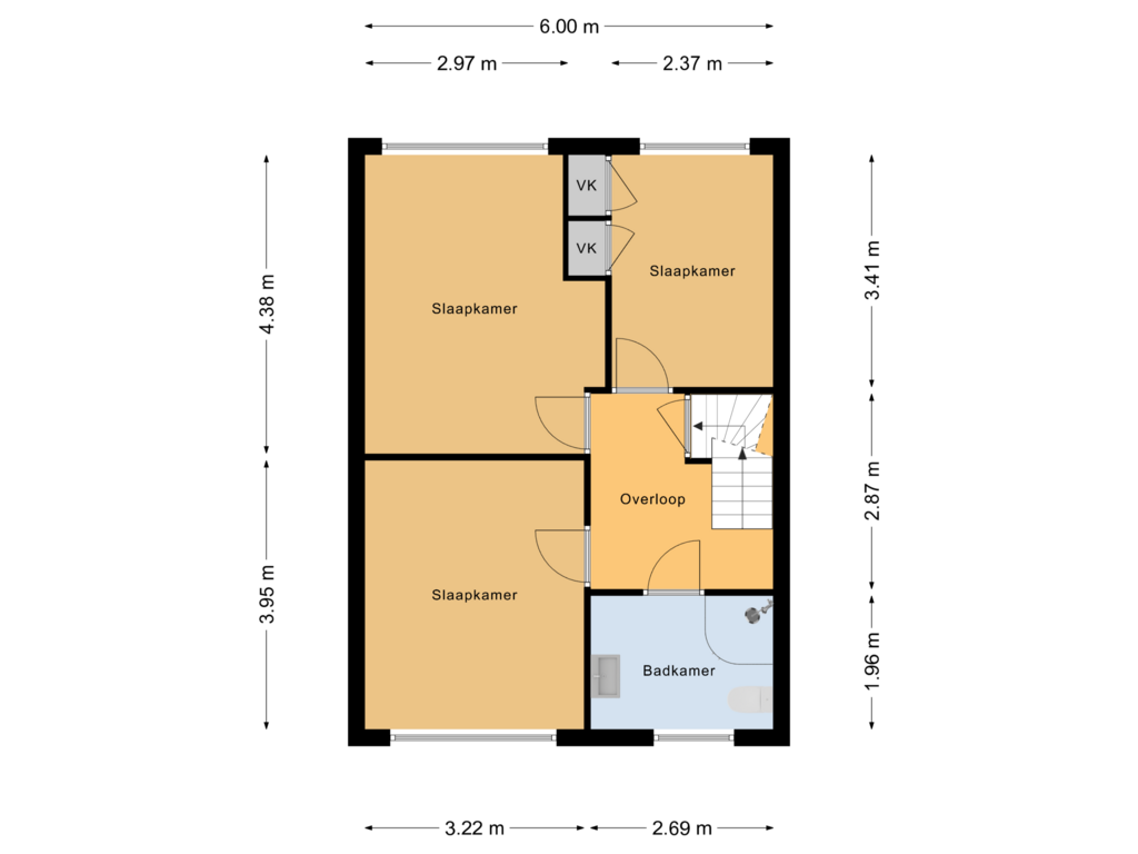 View floorplan of Eerste verdieping of Jolstraat 138