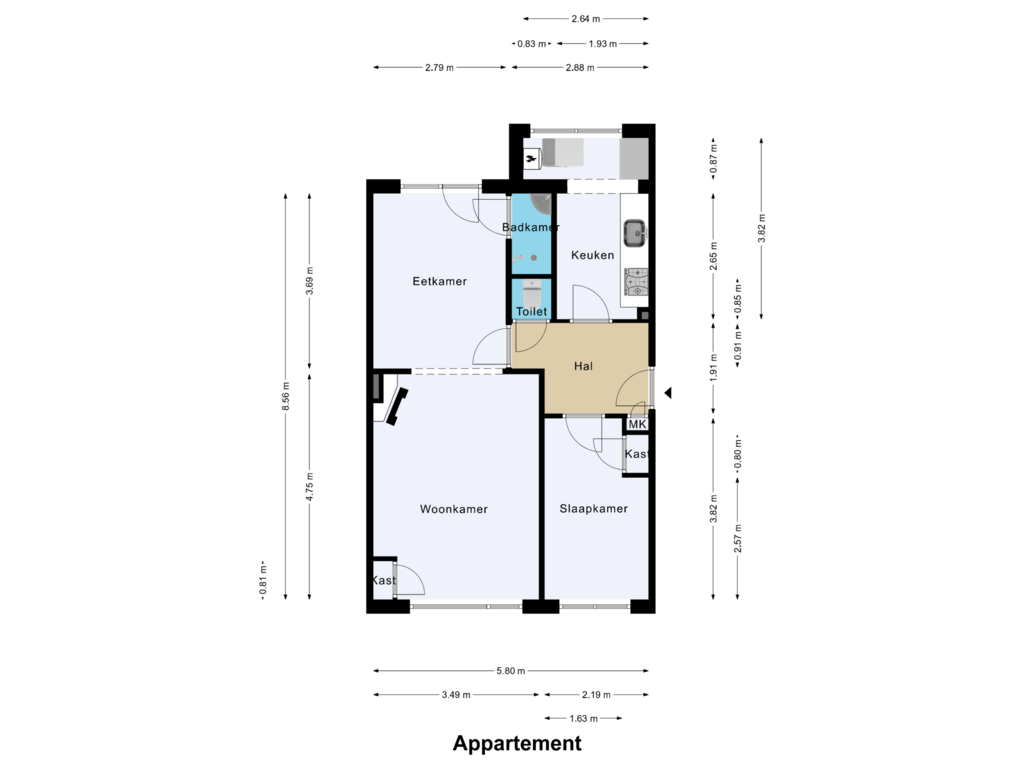 Bekijk plattegrond van Appartement van Herenstraat 130