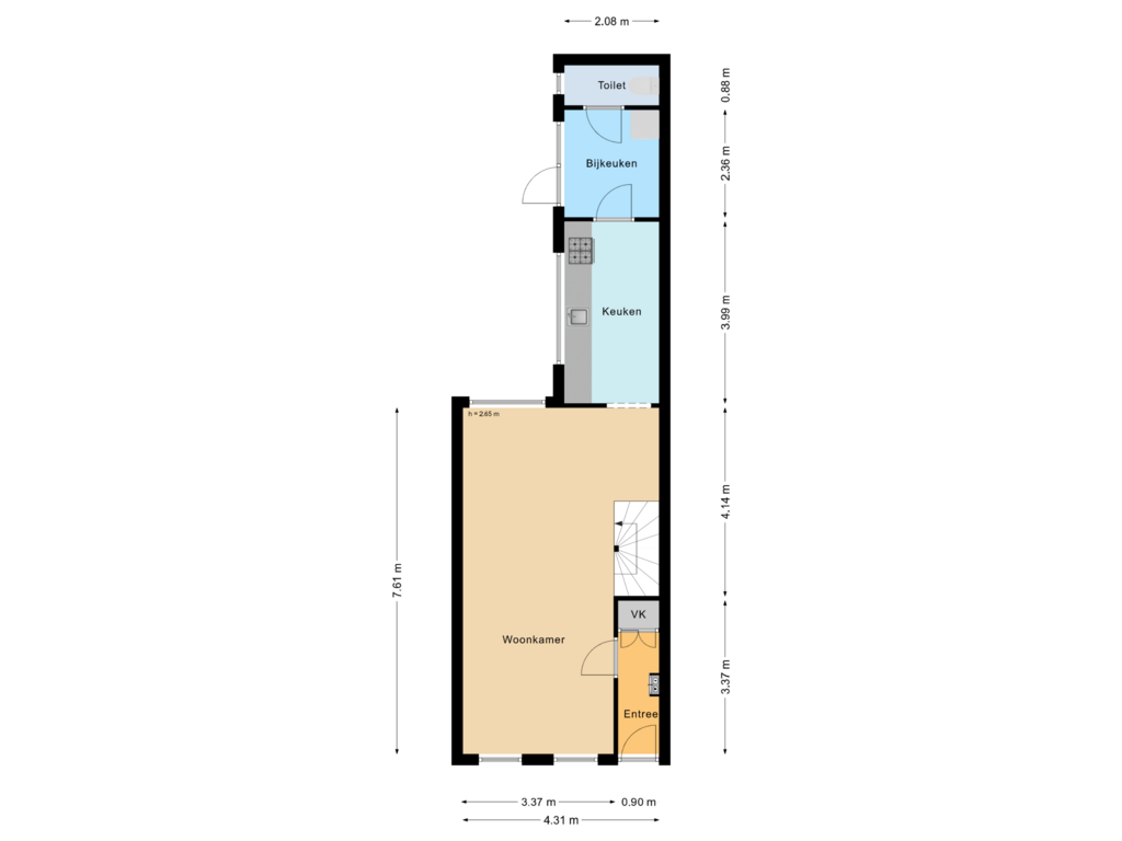 Bekijk plattegrond van Begane grond van Bothastraat 46