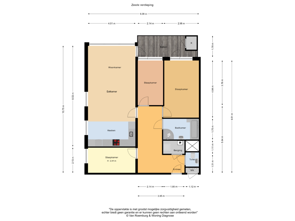 Bekijk plattegrond van Zesde verdieping van Veldzicht 65