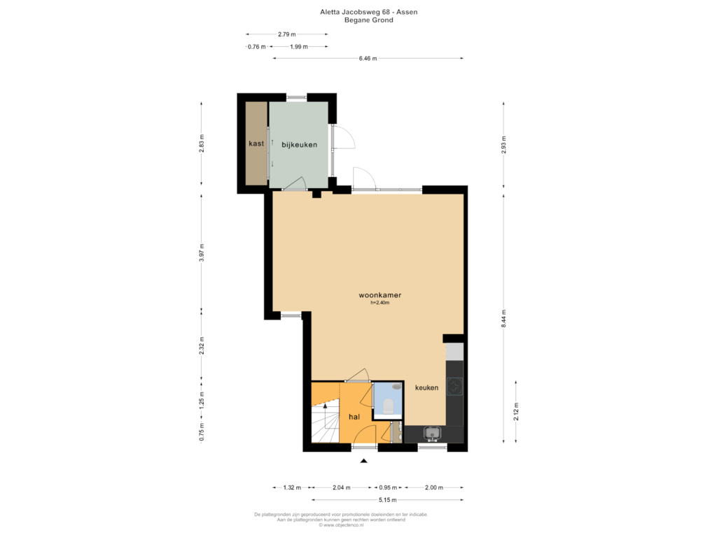 Bekijk plattegrond van BEGANE GROND van Aletta Jacobsweg 68