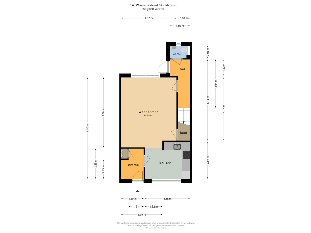 Bekijk plattegrond van BEGANE GROND van F.A. Wonninkstraat 82